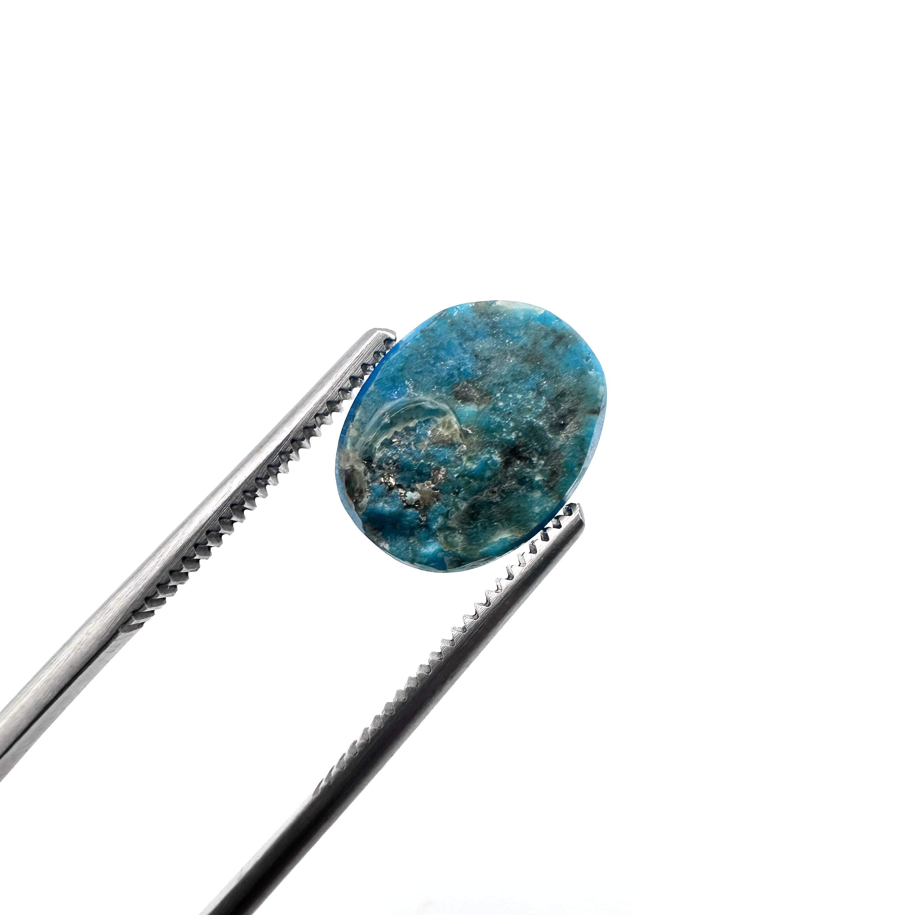 Certified Clean Blue Turquoise - 9.85ct - Oval Cabochon Cut