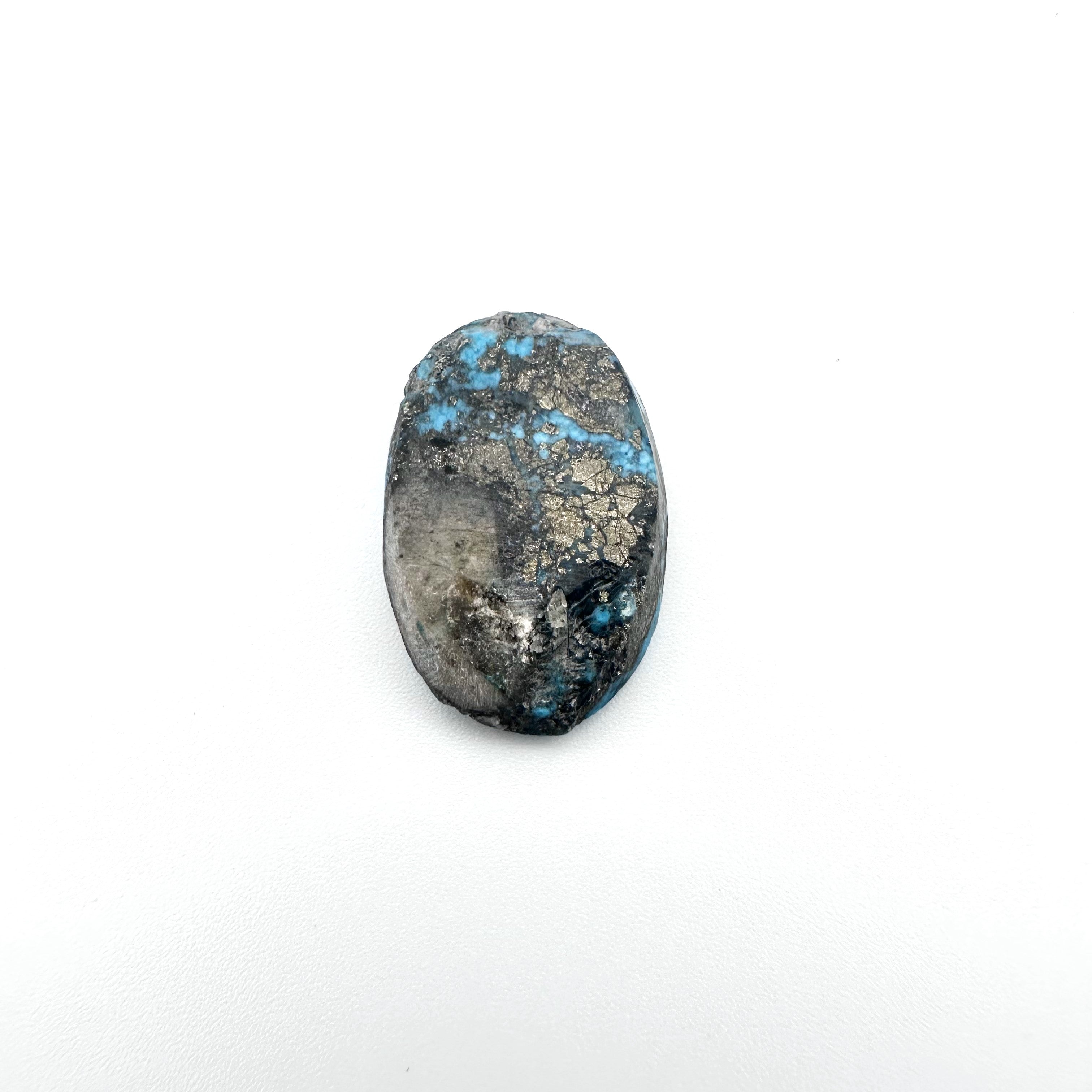 Natural Turquoise with Pyrite - 40.30 - Oval Cabochon Cut