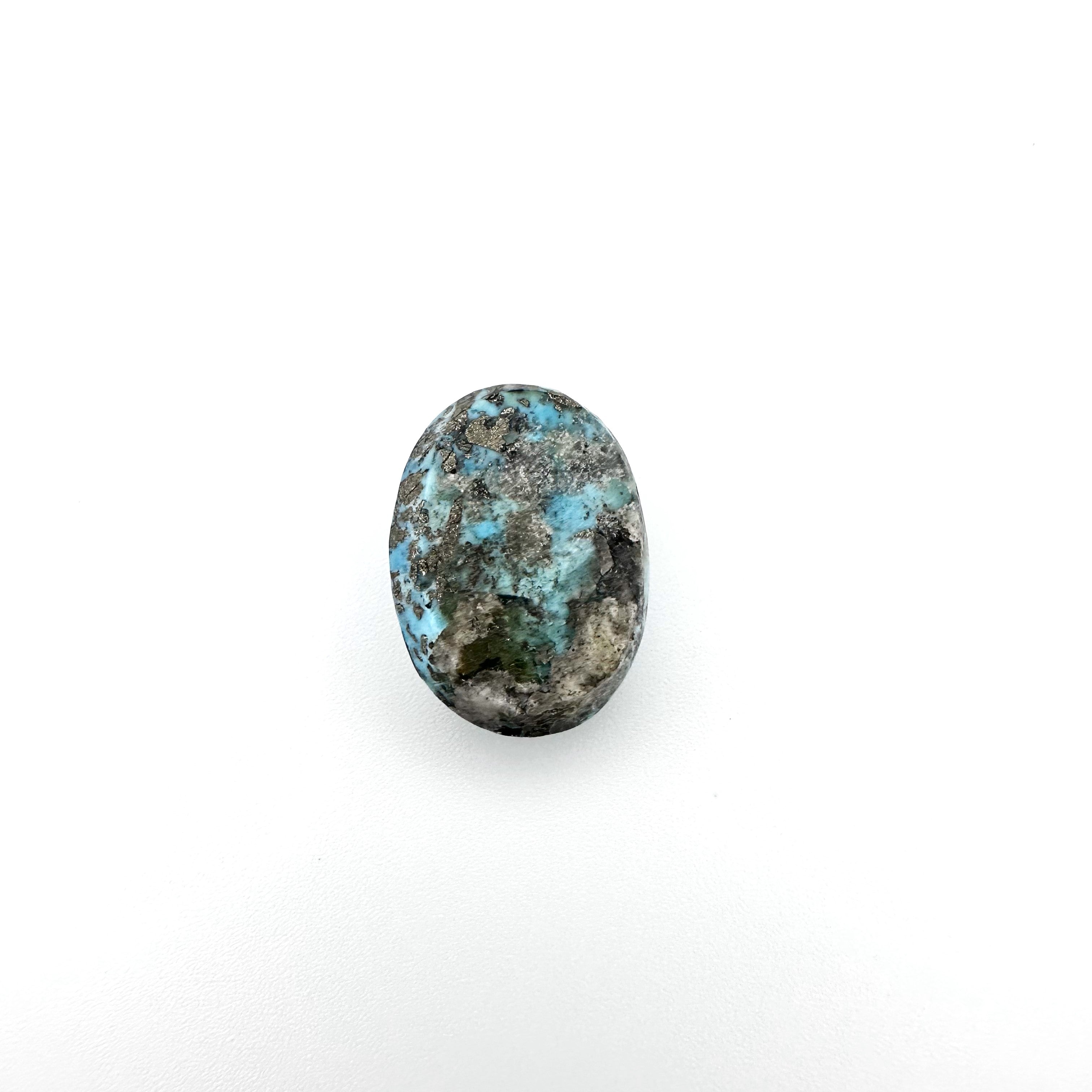 Natural Turquoise with Pyrite - 37.50ct - Oval Cabochon Cut