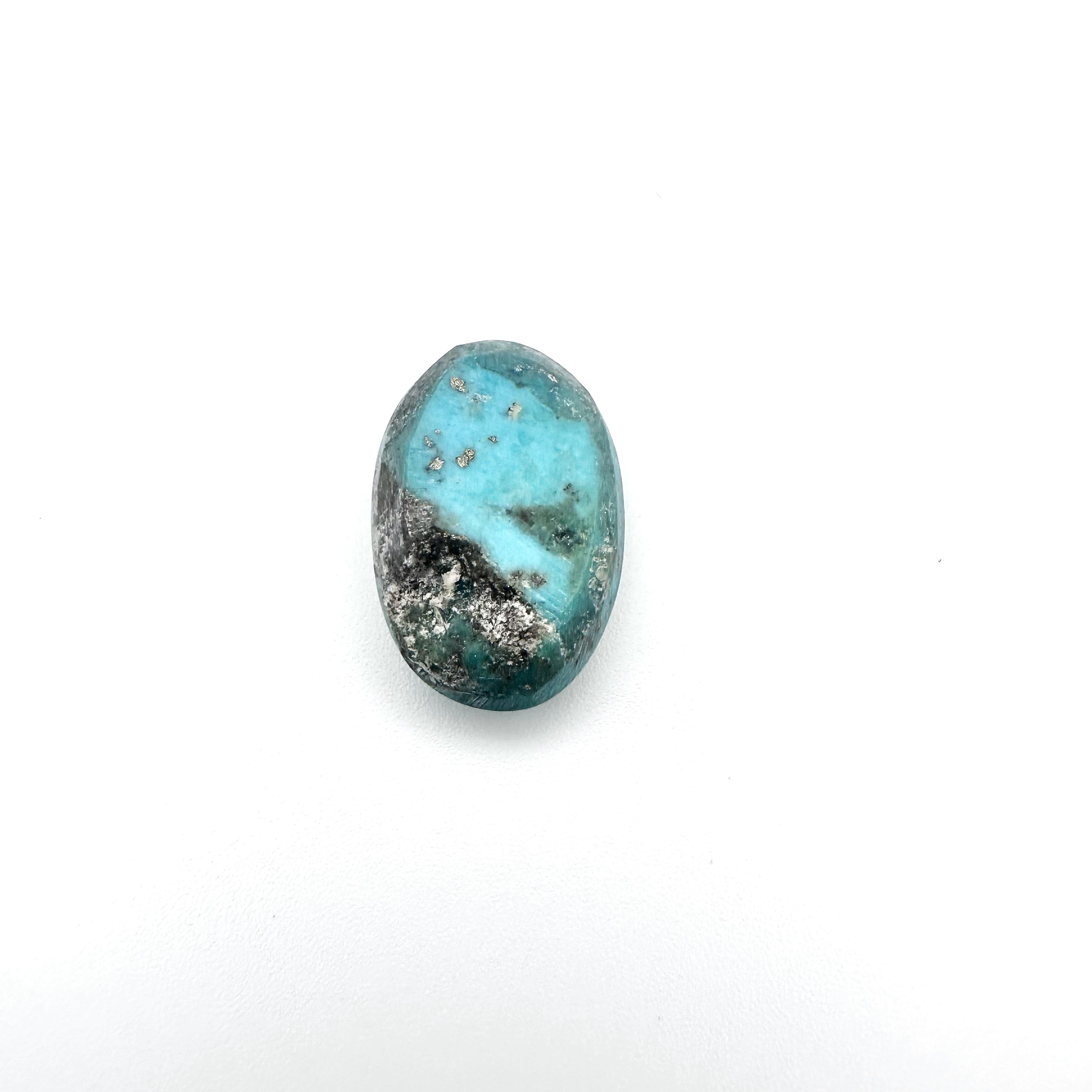 Natural Turquoise with Pyrite - 22.75ct - Oval Cabochon Cut