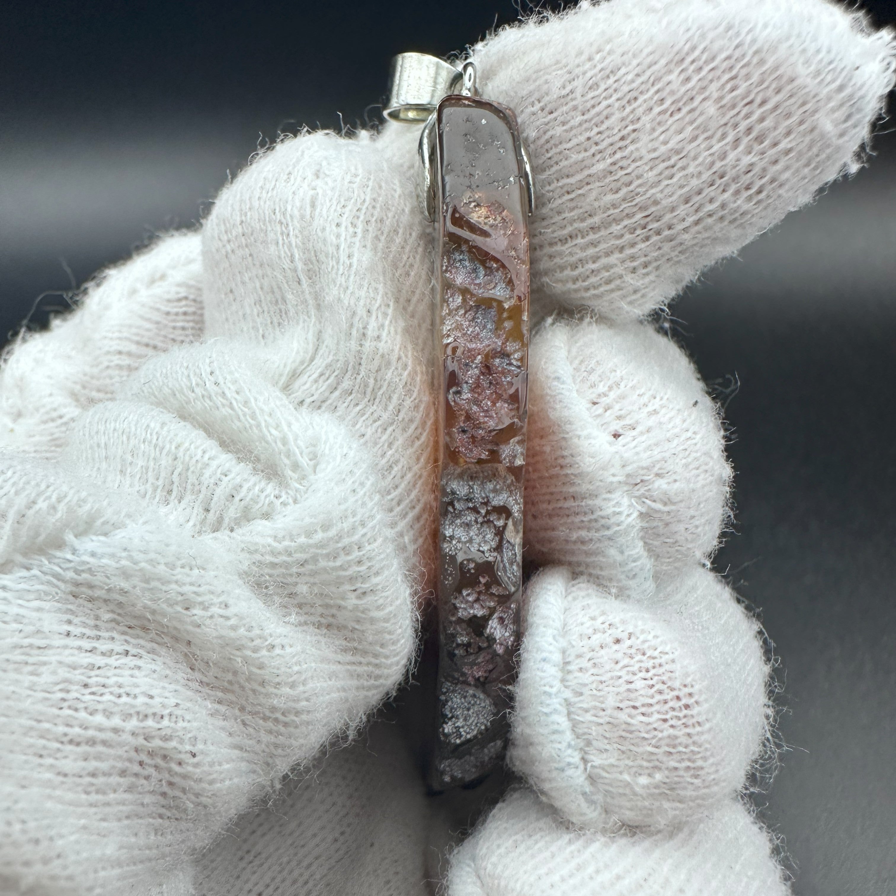 Natural Brown Banded Agate Pendant – Freeform Polished Slice