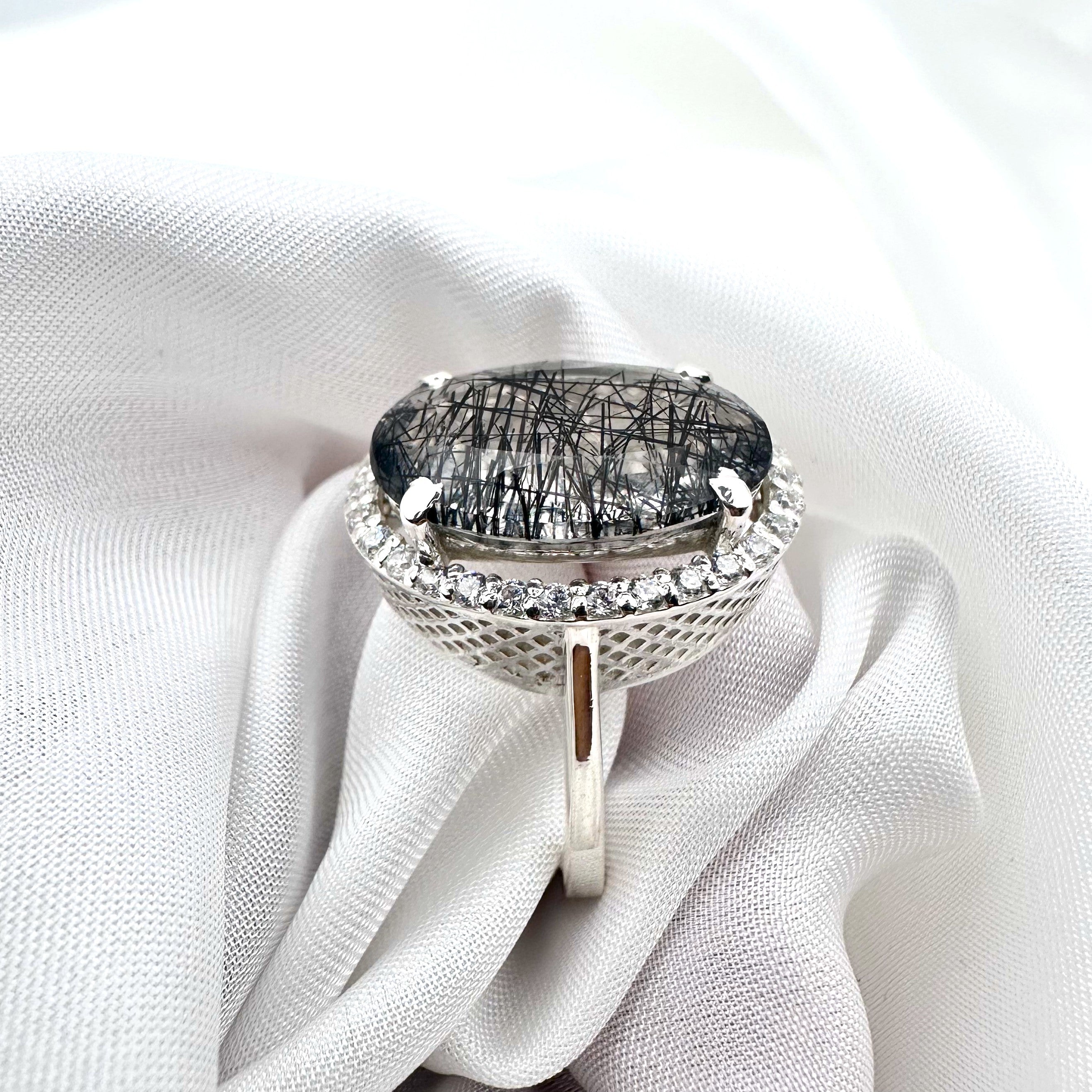 Rutile Quartz - 925 Sterling Silver Ring - Size 14