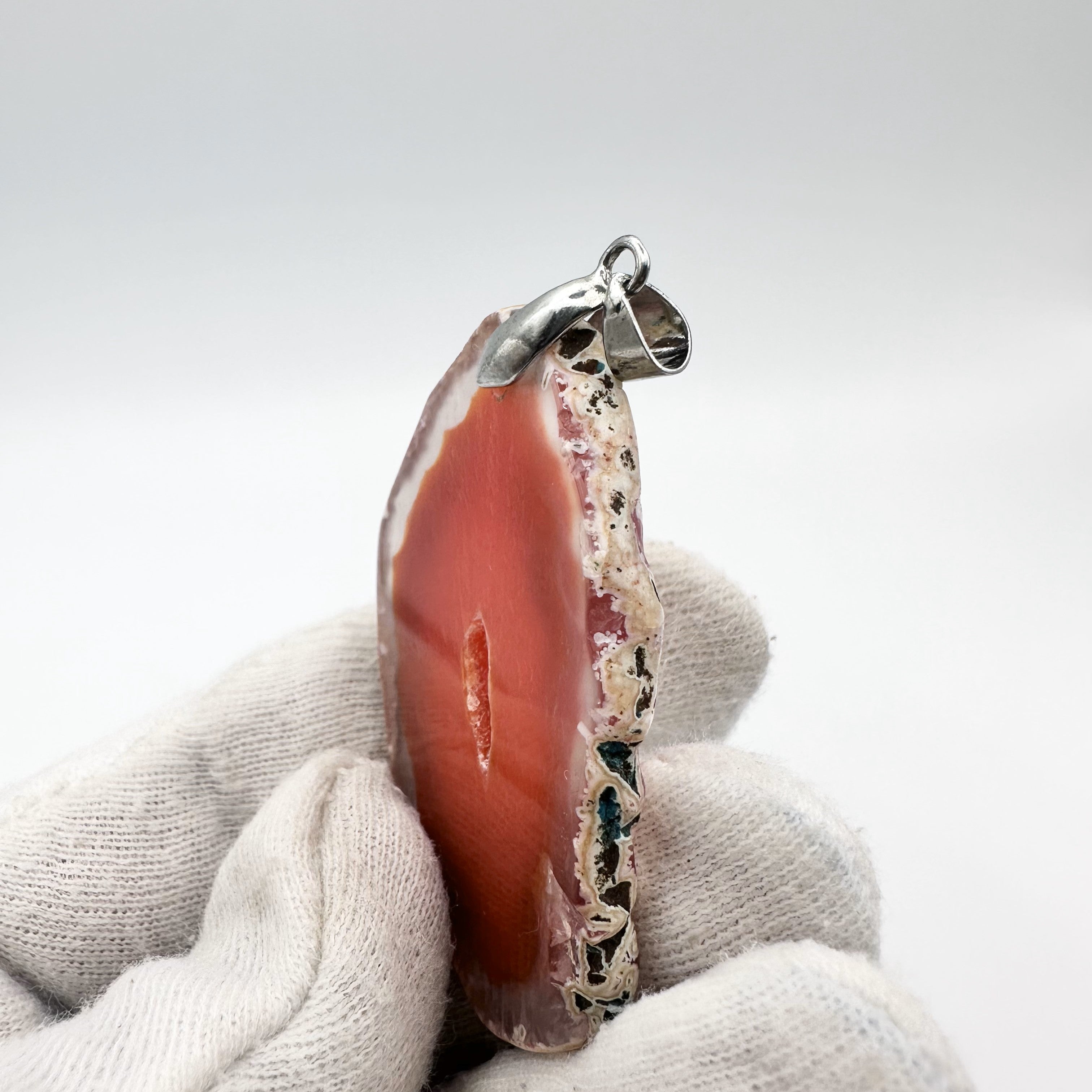 Orange Agate Slice Pendant – Natural Polished Cut