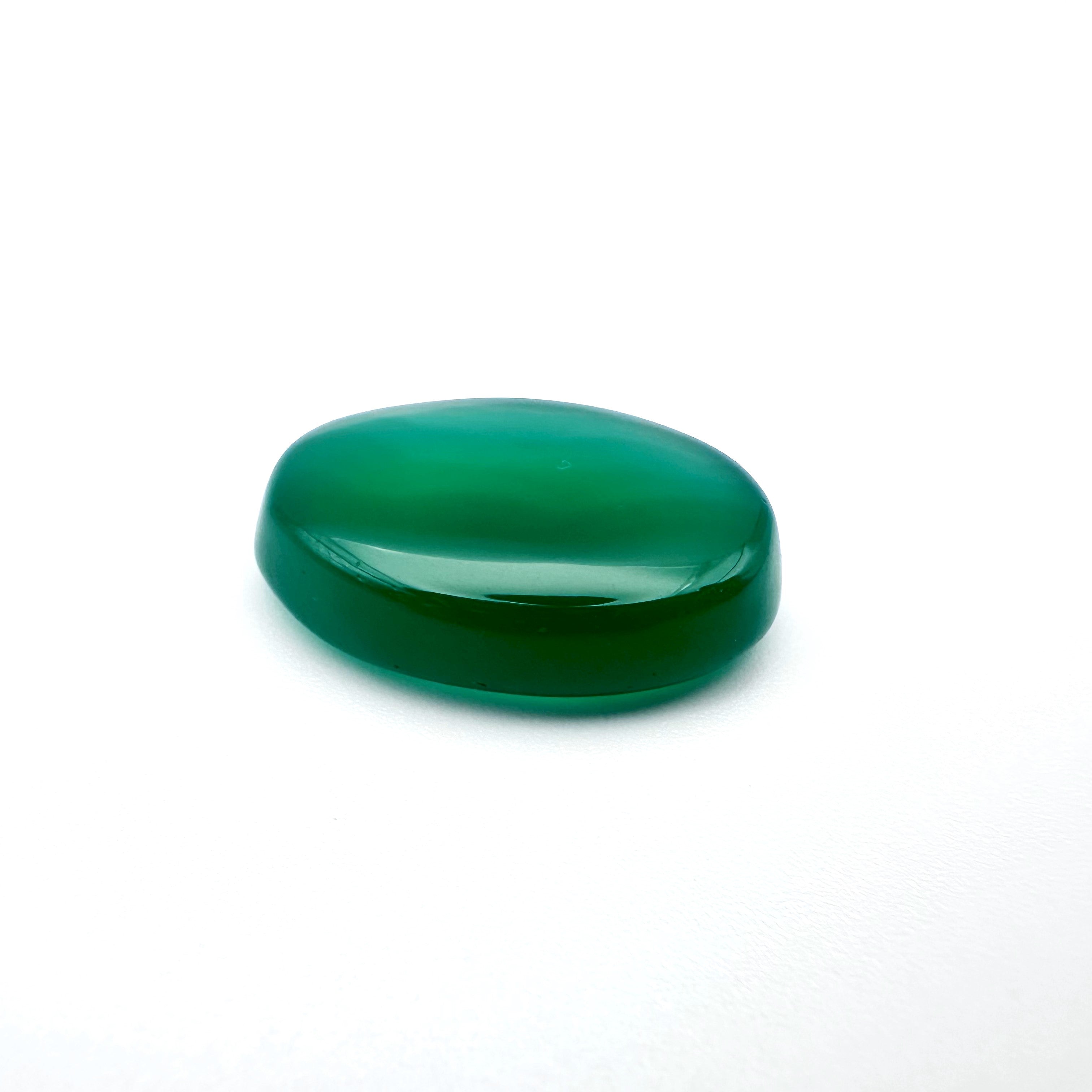 Natural Green Agate(Chalcedony) - 21.40 - Oval Cabochon Cut