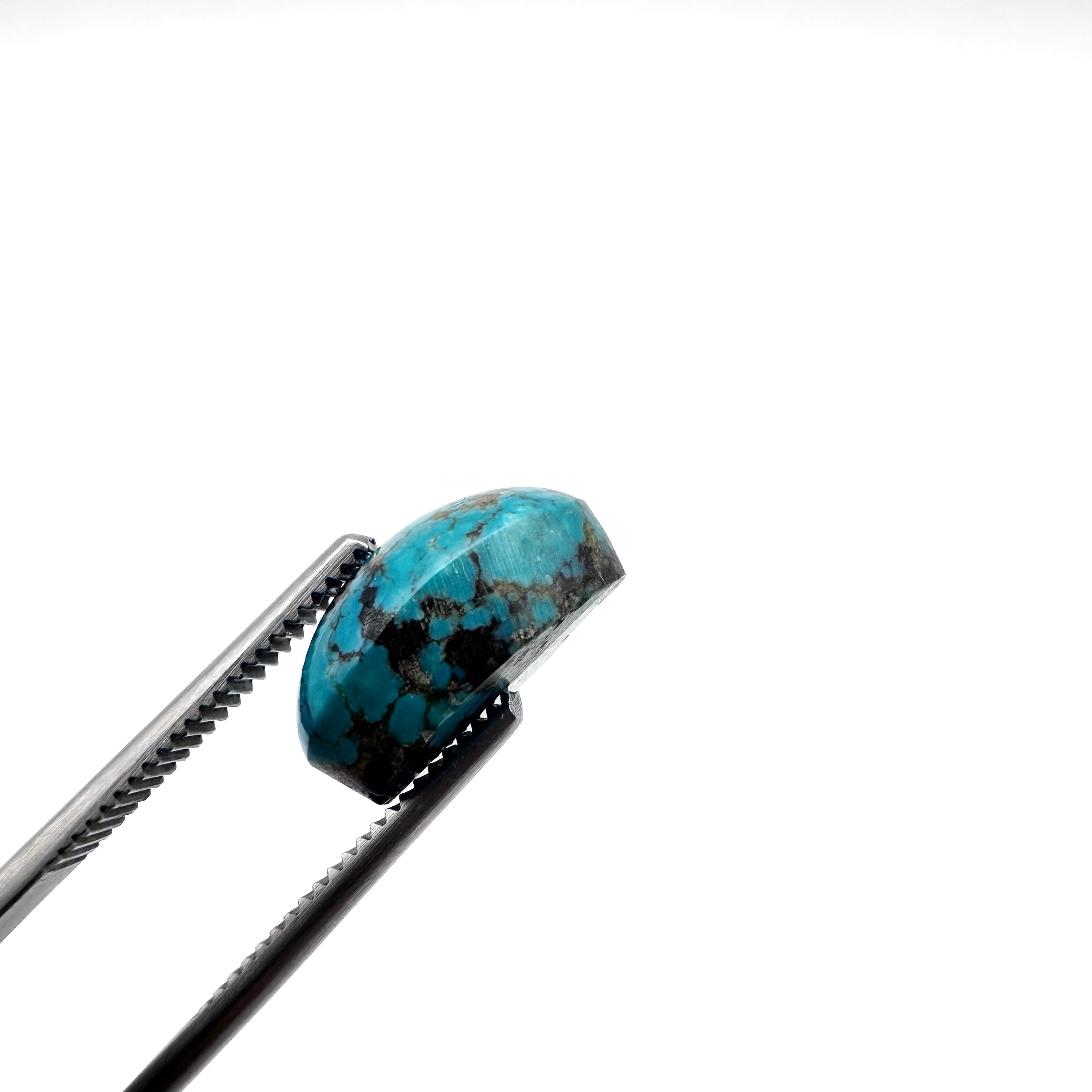 Natural Blue Spider Web Turquoise - 13.70ct - Oval Cabochon Cut