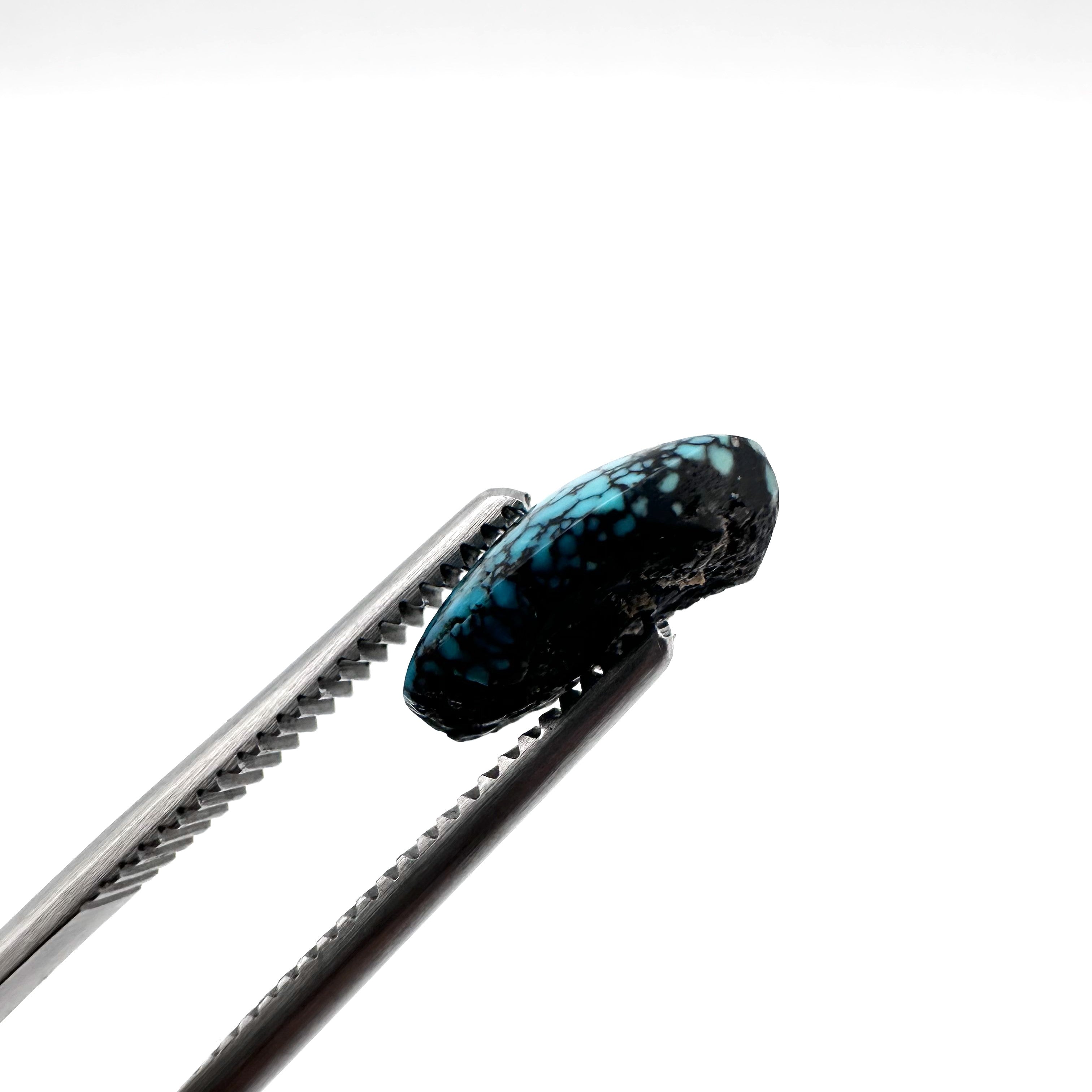 Natural Blue Spider Web Turquoise - 4.95ct - Oval Cabochon Cut