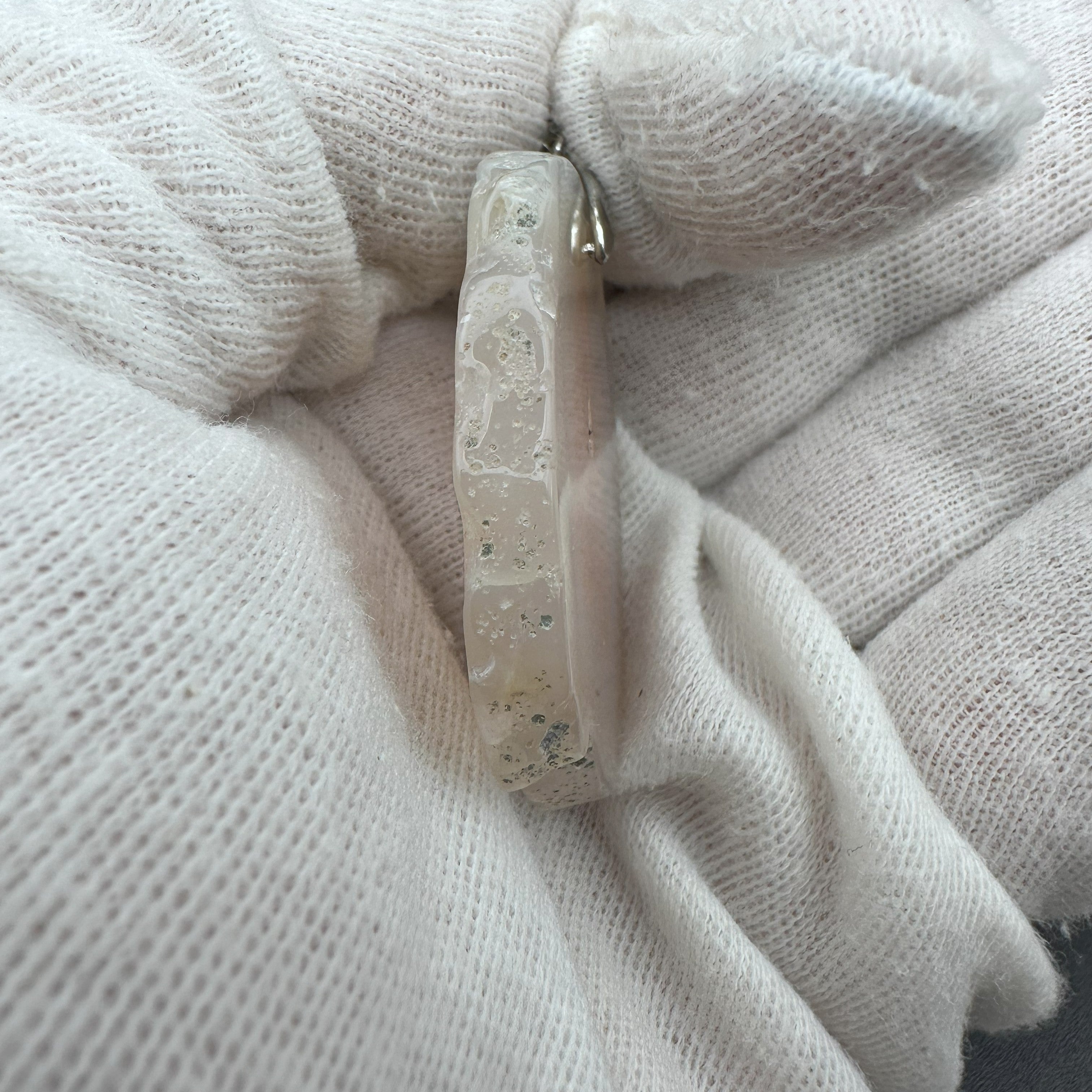 Natural Pink Agate Druzy Pendant – Polished Freeform Slice