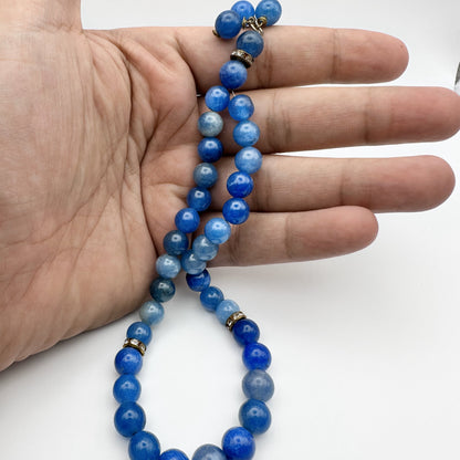 33 Beads Tasbeeh - Natural Blue Agate Beads