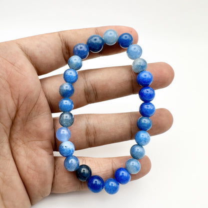 Natural Blue Agate Beads Bracelet