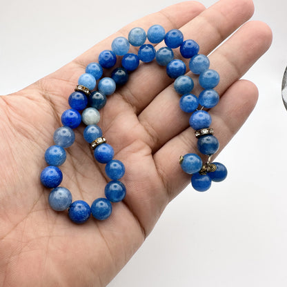 33 Beads Tasbeeh - Natural Blue Agate Beads
