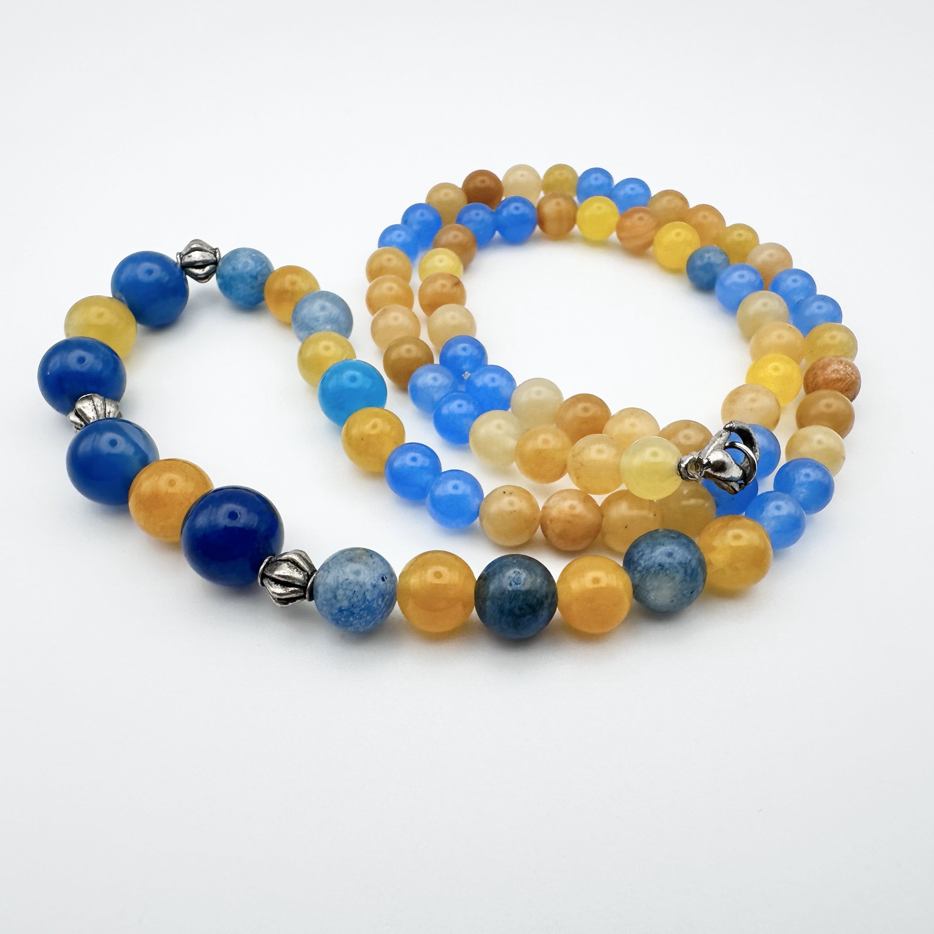 Natural Carnelian Agate And Blue Agate Beads Pendant