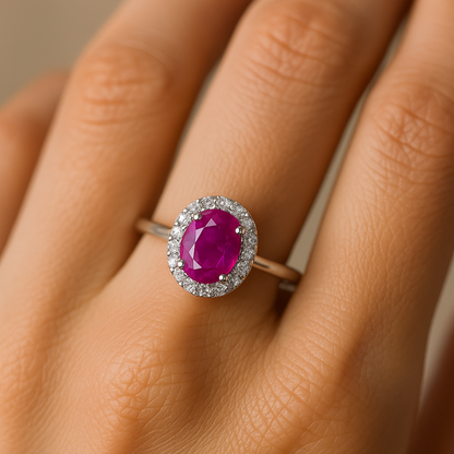 Natural Pink Ruby - 925 Sterling Silver Ring - Size 13
