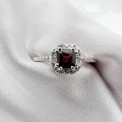 Natural Red Garnet - 925 Sterling Silver Ring - Size 13