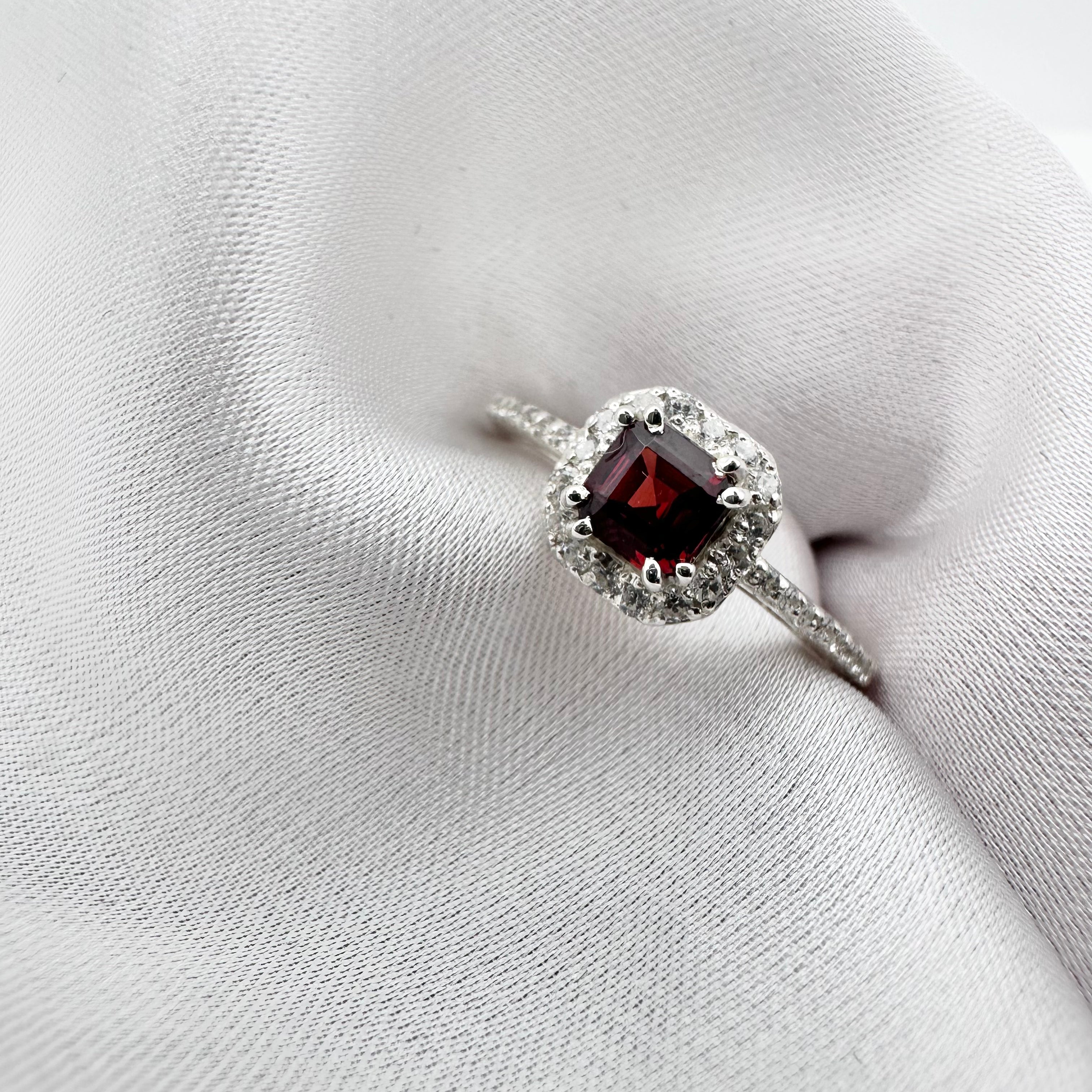 Natural Red Garnet - 925 Sterling Silver Ring - Size 13