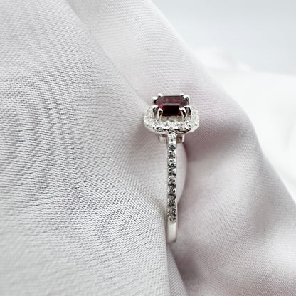 Natural Red Garnet - 925 Sterling Silver Ring - Size 13