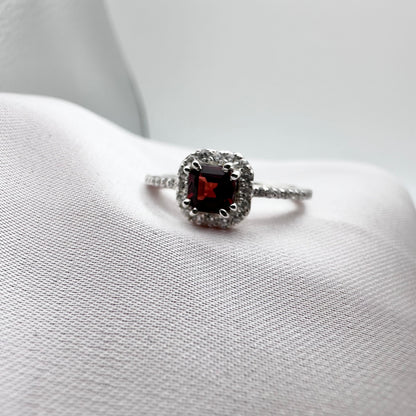 Natural Red Garnet - 925 Sterling Silver Ring - Size 13