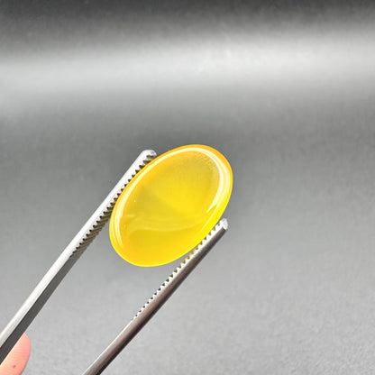 Certified Natural Yellow Agate(Chalcedony) - 13.52ct - Oval Cabochon Cut