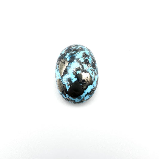 Natural Turquoise with Pyrite - 40.60ct - Oval Cabochon Cut