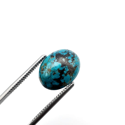 Natural Blue Spider Web Turquoise - 13.70ct - Oval Cabochon Cut