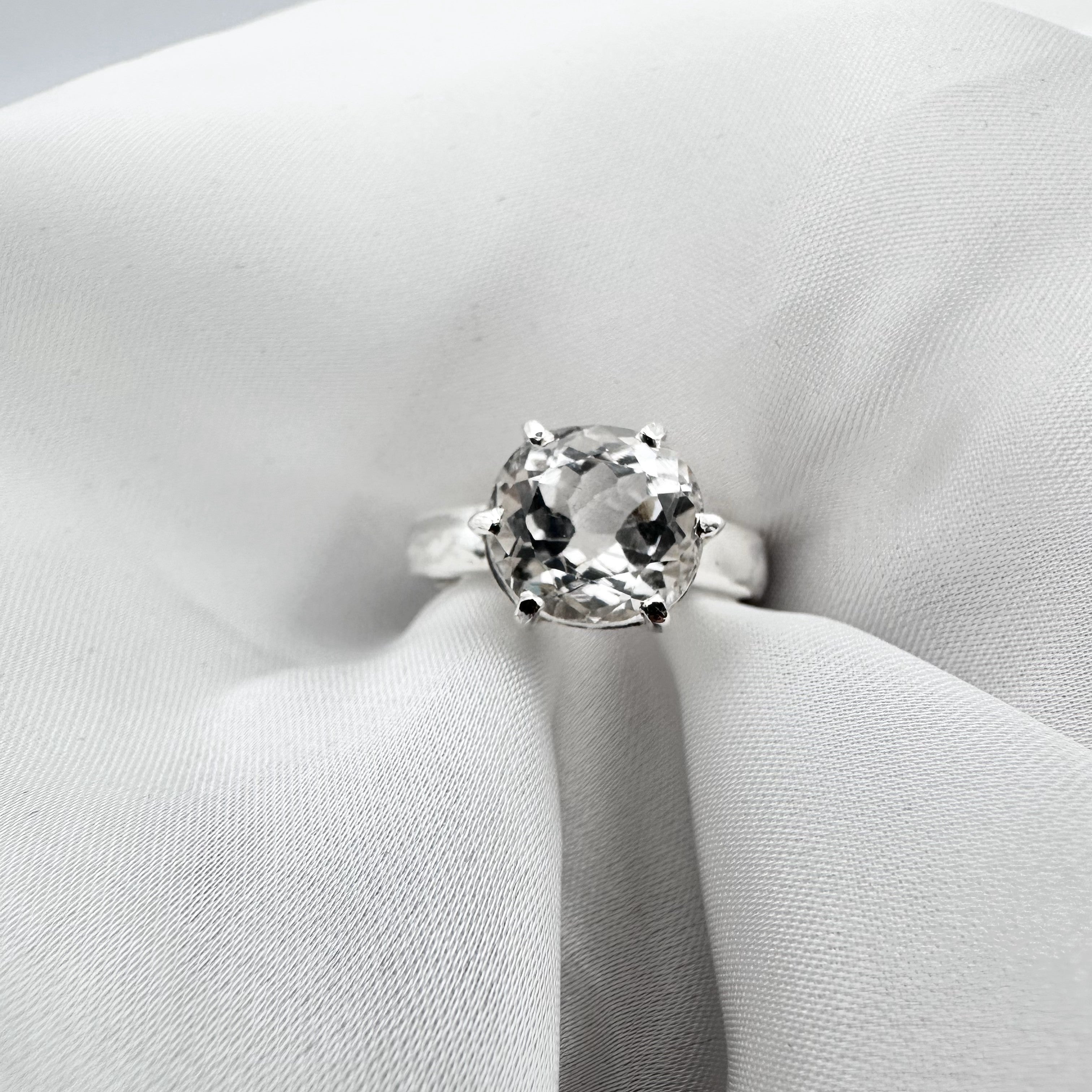 Natural White Transparent Topaz - 925 Sterling Silver Ring - Size 17