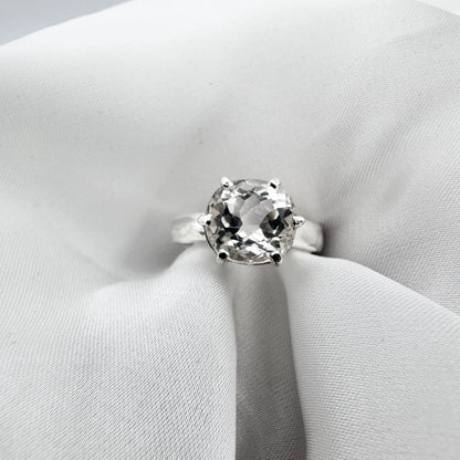 Natural White Transparent Topaz - 925 Sterling Silver Ring - Size 17