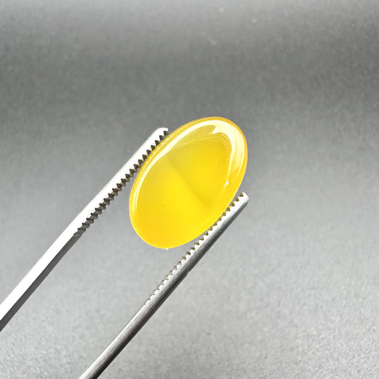 Certified Natural Yellow Agate(Chalcedony) - 13.52ct - Oval Cabochon Cut