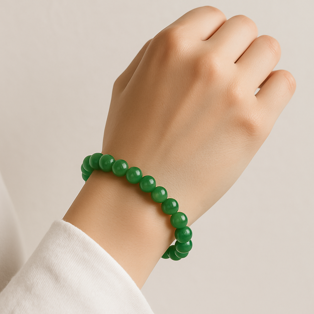 Natural Green Jade Gemstone Beads Bracelet