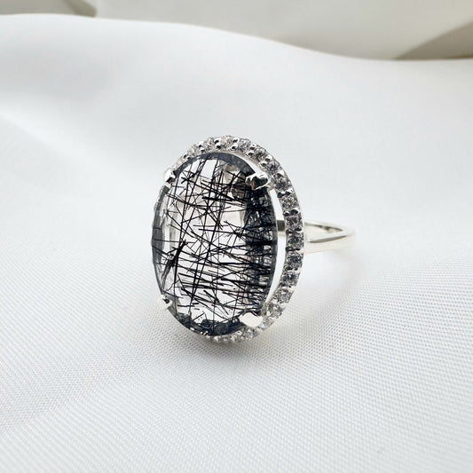 Rutile Quartz - 925 Sterling Silver Ring - Size 14