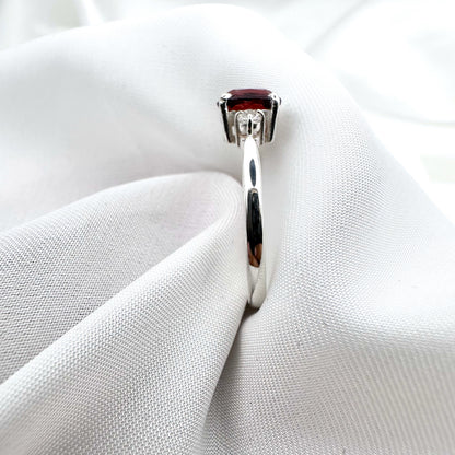 Natural Red Garnet - 925 Sterling Silver Ring - Size 12