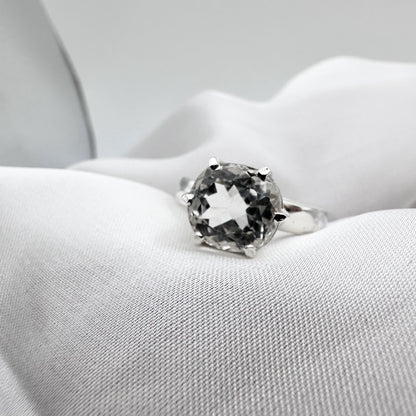 Natural White Transparent Topaz - 925 Sterling Silver Ring - Size 17