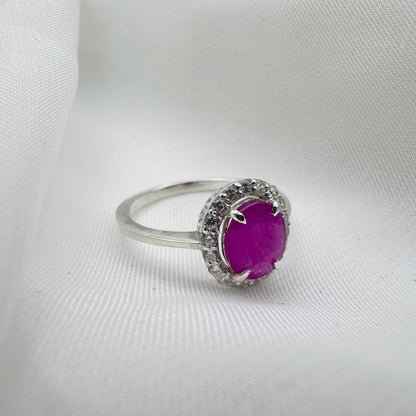 Natural Pink Ruby - 925 Sterling Silver Ring - Size 13