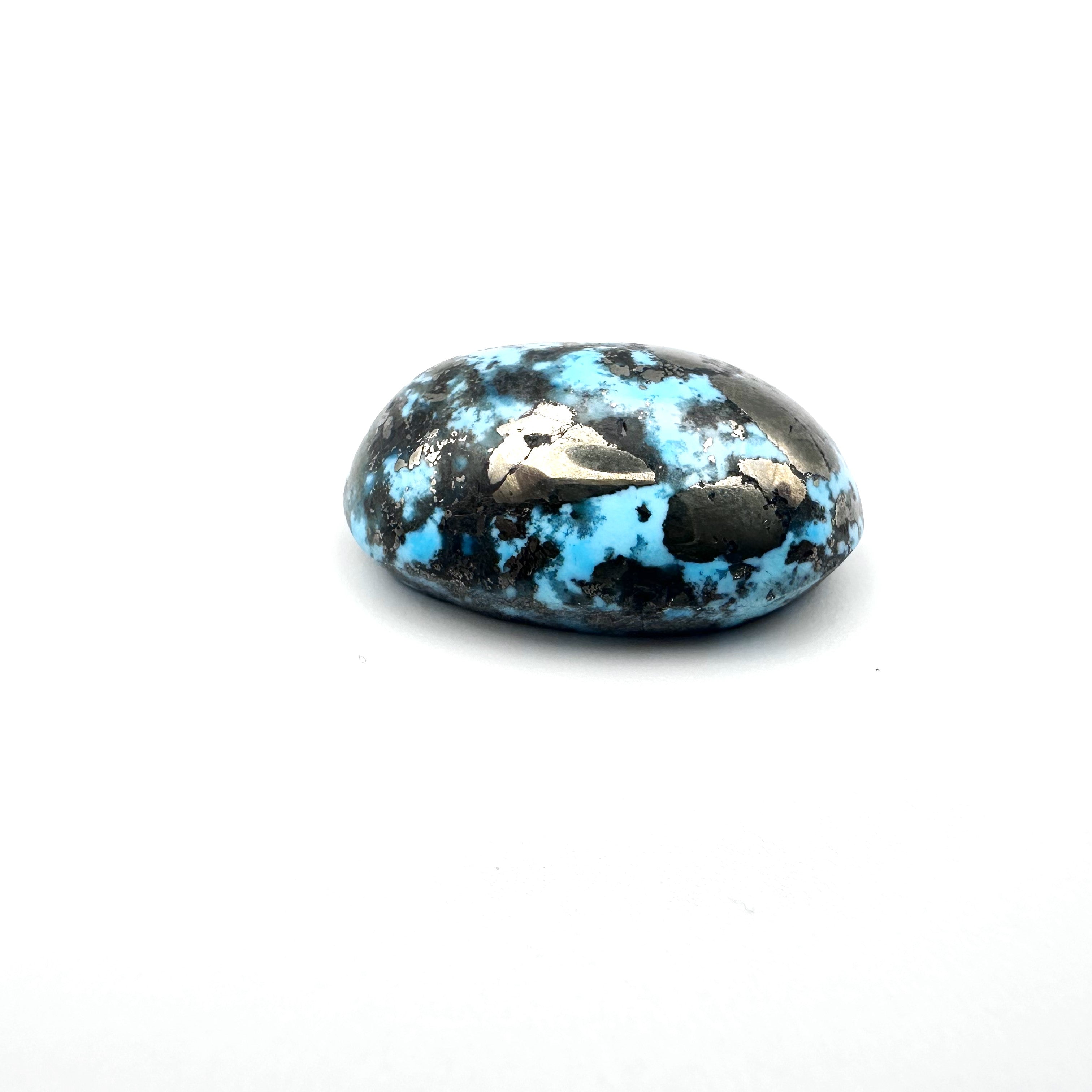 Natural Turquoise with Pyrite - 40.60ct - Oval Cabochon Cut