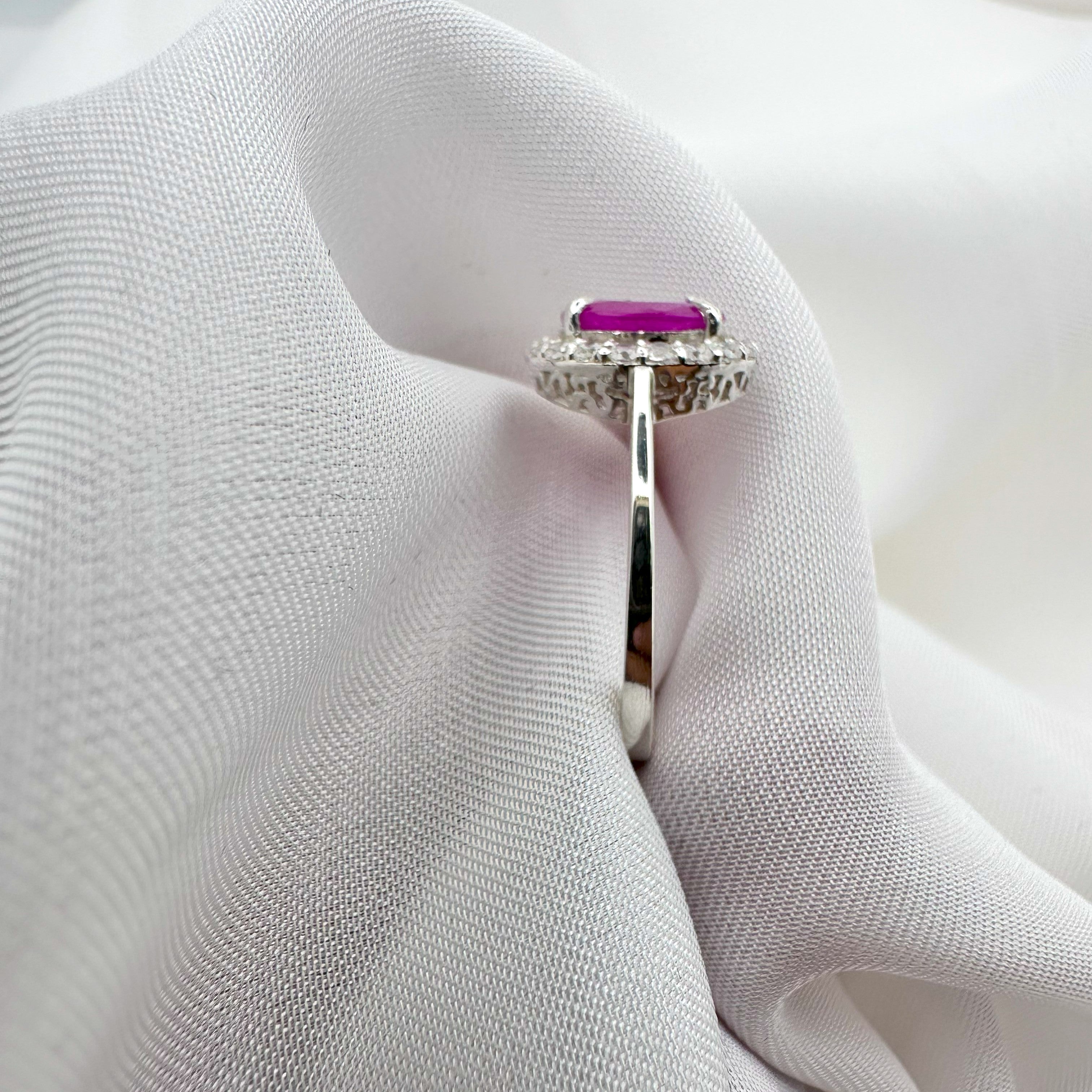 Natural Pink Ruby - 925 Sterling Silver Ring - Size 13