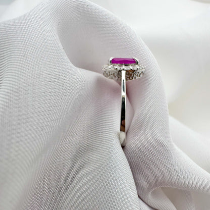 Natural Pink Ruby - 925 Sterling Silver Ring - Size 13